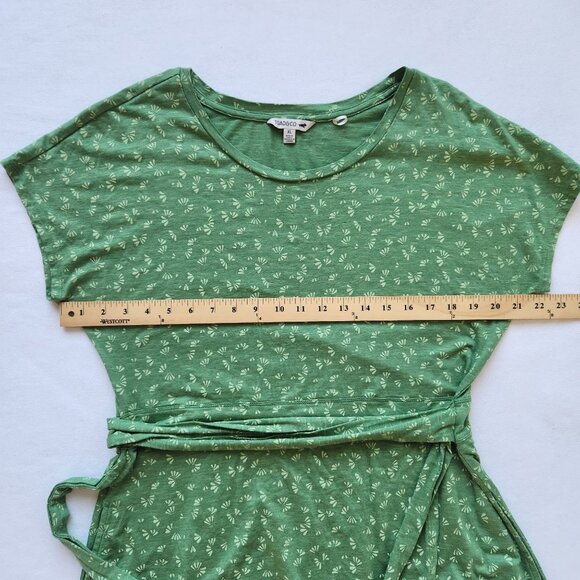 Toad&Co Cue Green Faux Wrap Dress Short Sleeve Floral Print Tencel Organic Cute - Picture 7 of 7